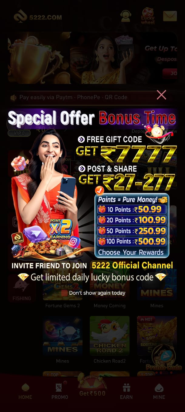5222 Game is a modern mobile gaming platform that offers an easy and enjoyable experience for players. The app features a clean interface, quick account access, smooth performance, and a variety of entertaining games. Whether you are a new or returning user, 5222 Game is designed to provide convenient navigation and regular platform updates. For the best experience, always download the latest version from a trusted source and play responsibly. This platform is intended for users aged 18 years or older.