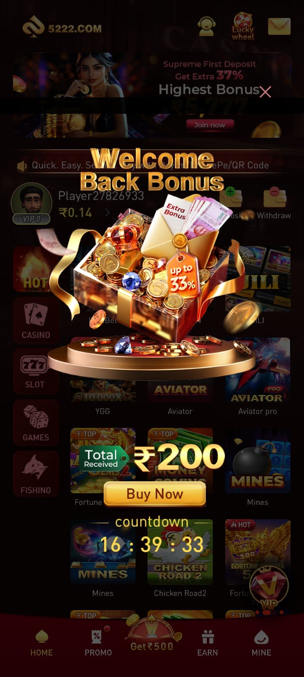 5222 Game is a modern mobile gaming platform that offers an easy and enjoyable experience for players. The app features a clean interface, quick account access, smooth performance, and a variety of entertaining games. Whether you are a new or returning user, 5222 Game is designed to provide convenient navigation and regular platform updates. For the best experience, always download the latest version from a trusted source and play responsibly. This platform is intended for users aged 18 years or older.