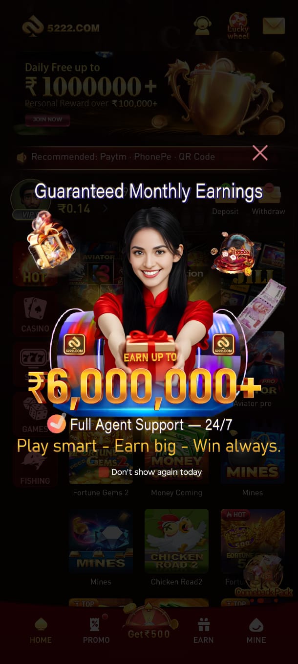 5222 Game is a modern mobile gaming platform that offers an easy and enjoyable experience for players. The app features a clean interface, quick account access, smooth performance, and a variety of entertaining games. Whether you are a new or returning user, 5222 Game is designed to provide convenient navigation and regular platform updates. For the best experience, always download the latest version from a trusted source and play responsibly. This platform is intended for users aged 18 years or older.