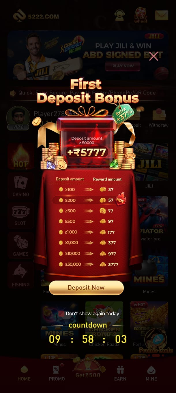 5222 Game is a modern mobile gaming platform that offers an easy and enjoyable experience for players. The app features a clean interface, quick account access, smooth performance, and a variety of entertaining games. Whether you are a new or returning user, 5222 Game is designed to provide convenient navigation and regular platform updates. For the best experience, always download the latest version from a trusted source and play responsibly. This platform is intended for users aged 18 years or older.